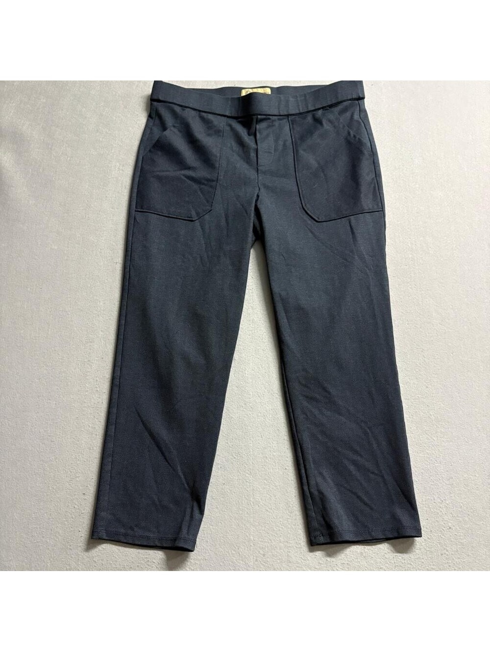 Democracy Ab Technology Pants Womens Large Gray Herringbone Stretch Pull On Crop